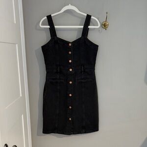 GAP Black Denim Button-Front Mini Dress